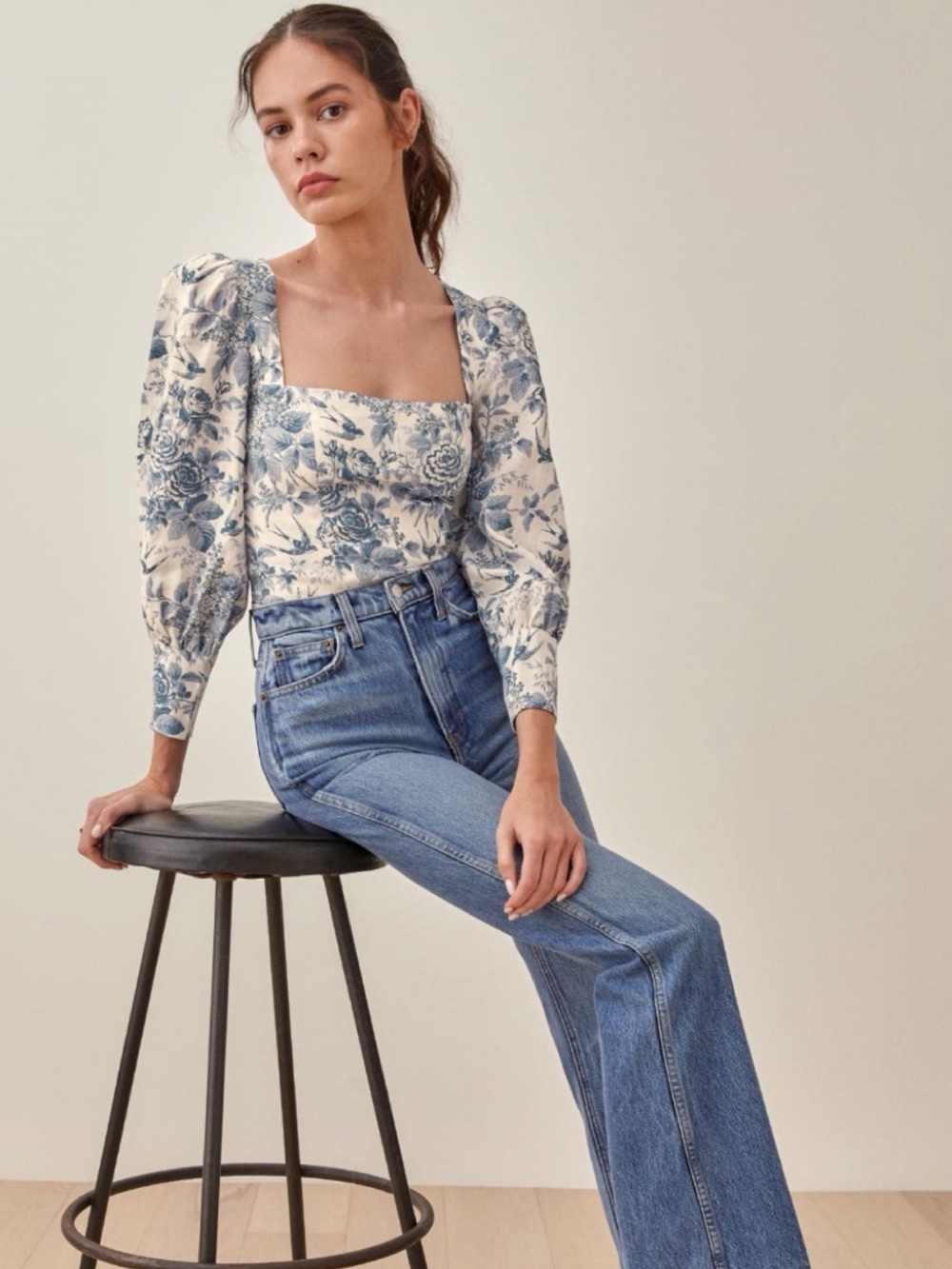 Reformation Floral Print Square Neckline Top in size Medium | US 10